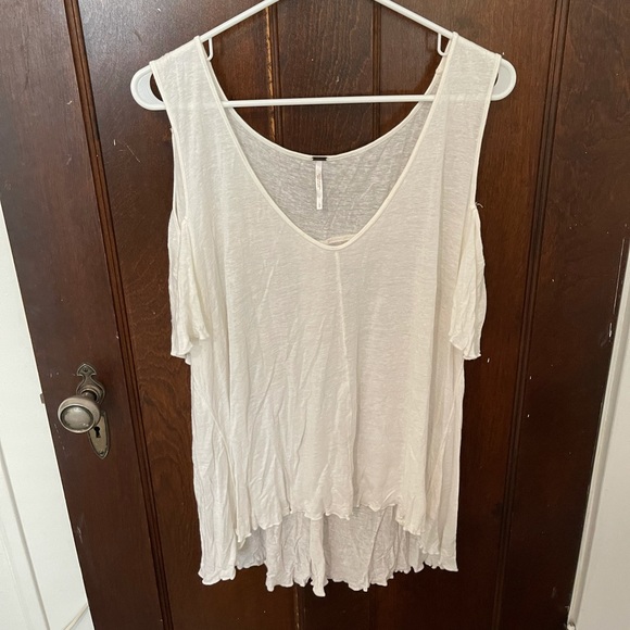 Free People White Cold Shoulder Blouse Size L - Picture 6 of 6